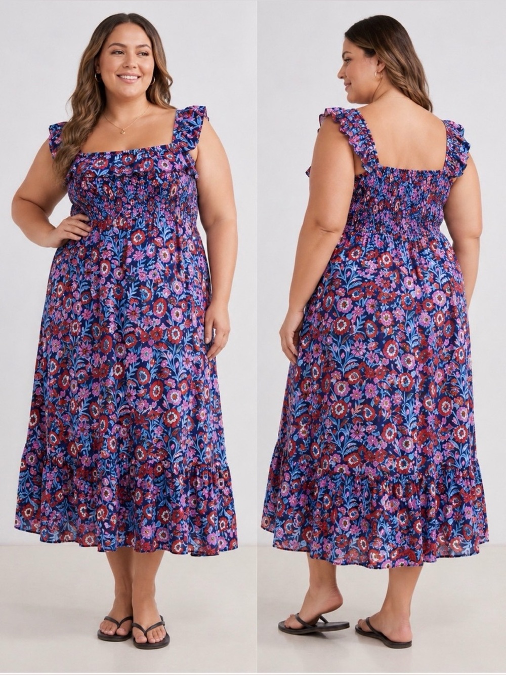Vineyard Vines Smocked Midi Dress in Tisbury Floral| Size: XXL (18)